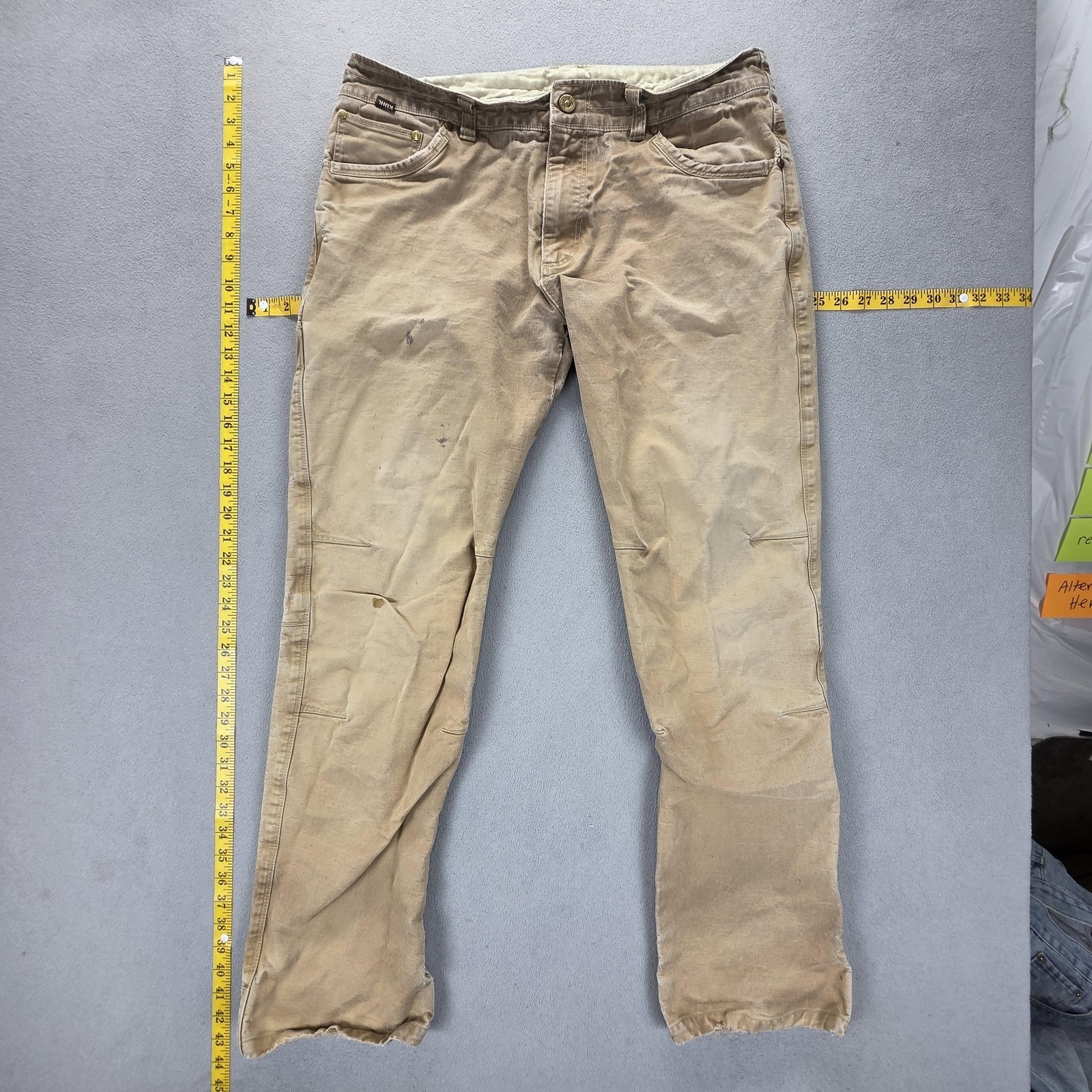 Kuhl Pants Mens 36x34 Beige Rydr Canvas Lined Workwear Relaxed Fit